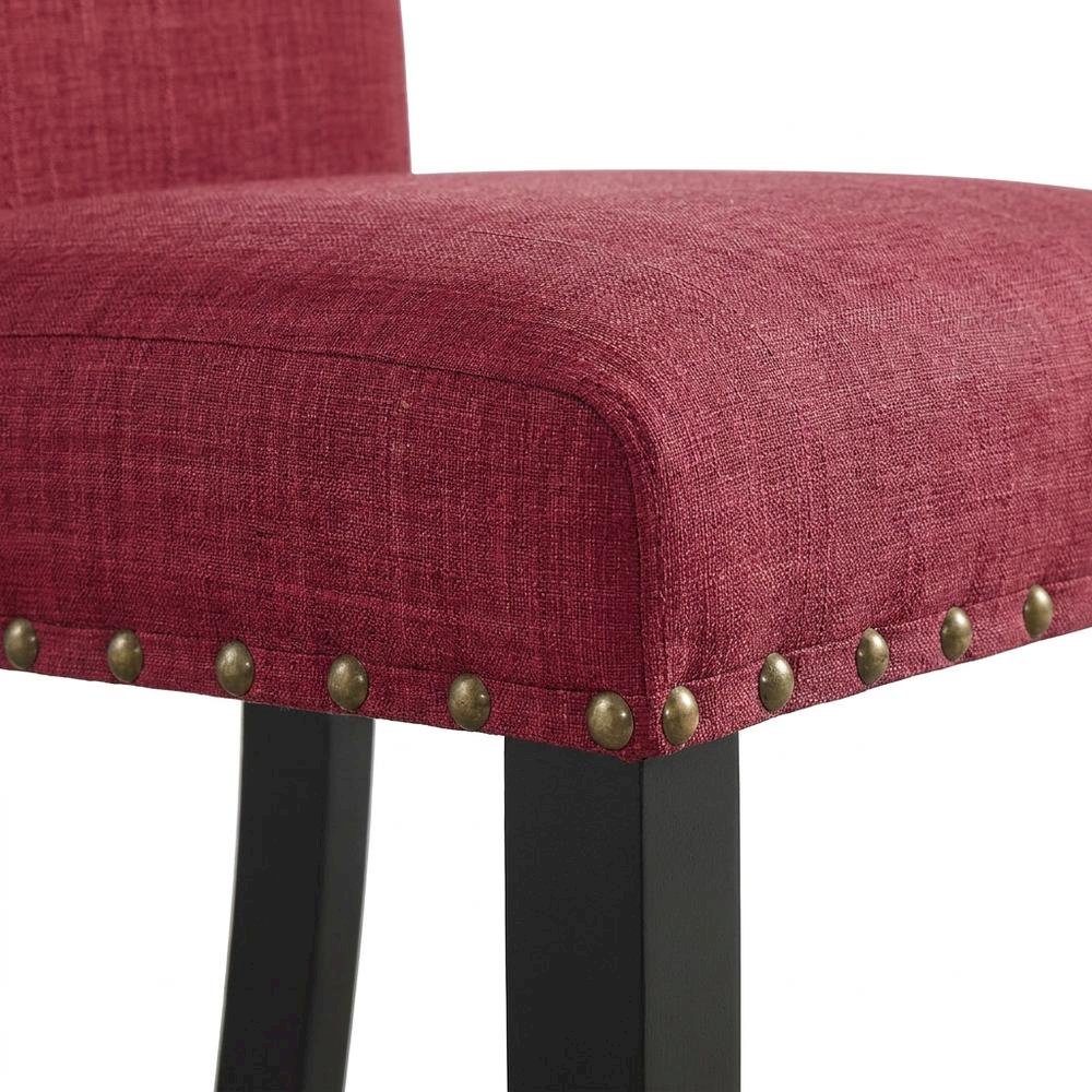 Fabric Upholstered Dining Chairs with Nailhead Trim, Red, Set of 2