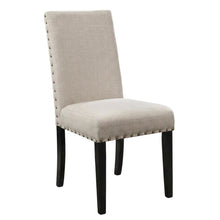 Fabric-Upholstered Dining Chairs with Nailhead Trim, Tan, Set of 2