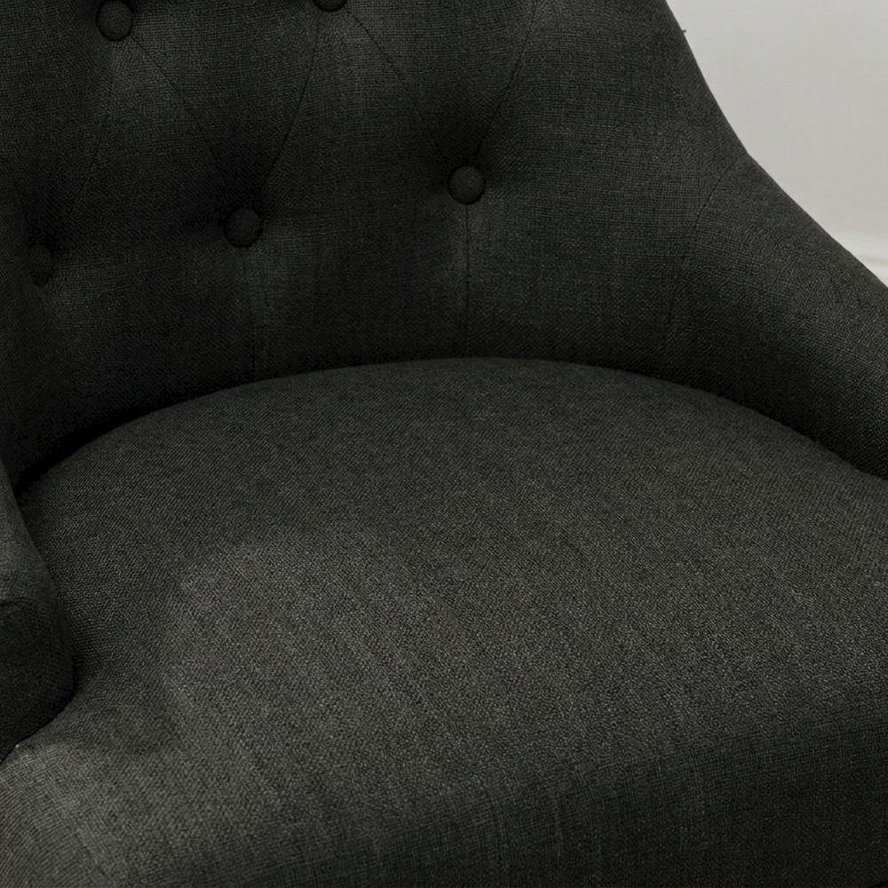 Solid Wood Wingback Accent Chair, Button-Tufted, Charcoal, Set of 2