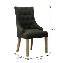 Solid Wood Wingback Accent Chair, Button-Tufted, Charcoal, Set of 2