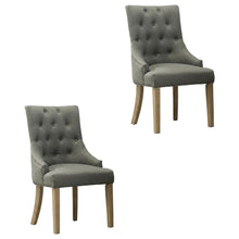 Solid Wood Wingback Accent Chair, Button-Tufted with Nail Heads, Grey, Set of 2