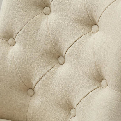 Solid Wood Wingback Accent Chair, Button-Tufted with Nail Heads, Tan, Set of 2