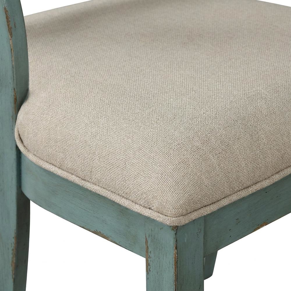 Wood Cross-Back Upholstered Dining Chairs, Blue, Set of 2