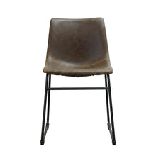 Vintage Faux Leather Upholstered Dining Chairs with Wood Legs, Brown, Set of 2