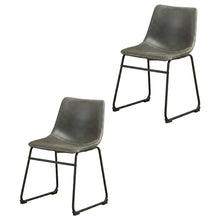 Vintage Faux Leather Upholstered Dining Chairs with Wood Legs, Grey, Set of 2