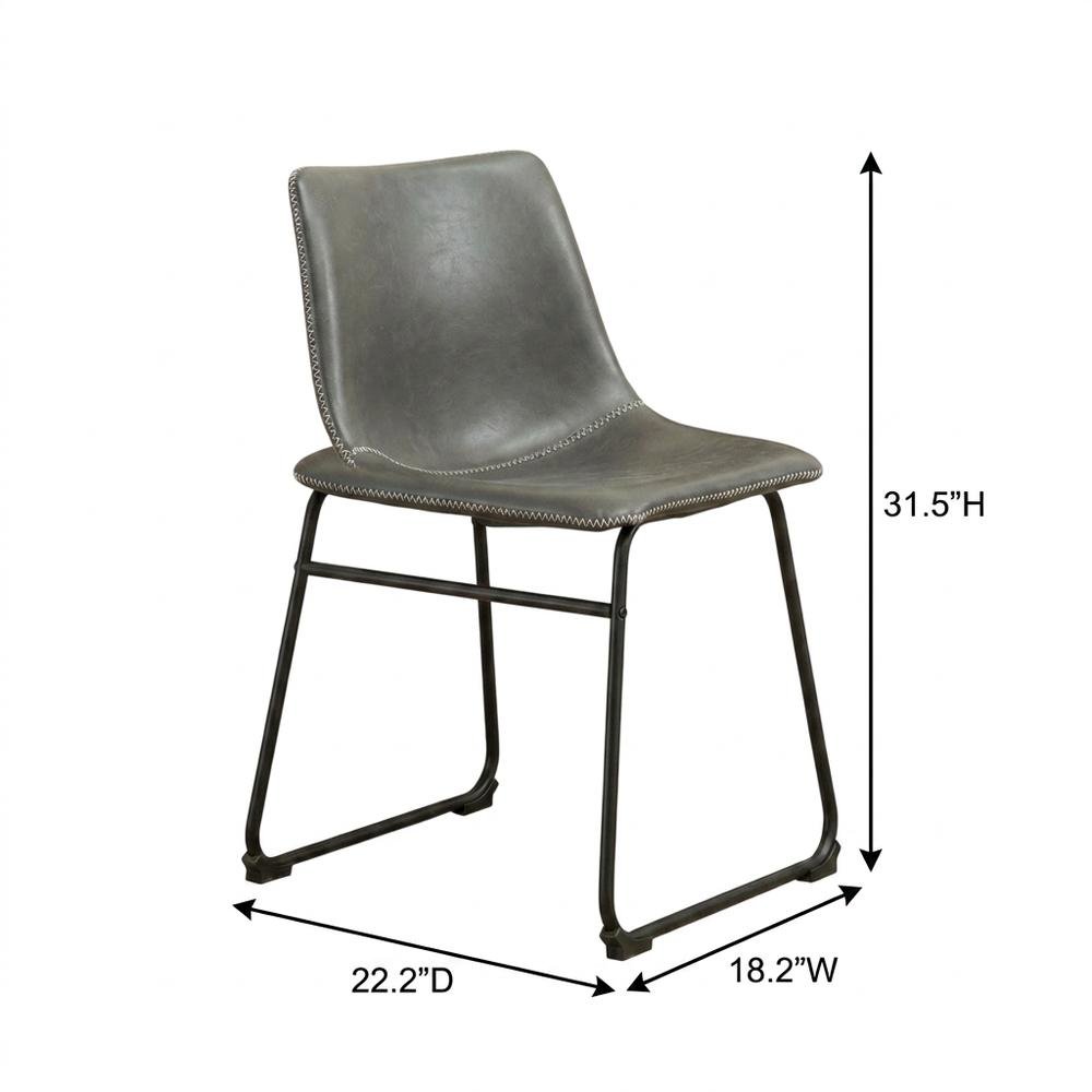 Vintage Faux Leather Upholstered Dining Chairs with Wood Legs, Grey, Set of 2