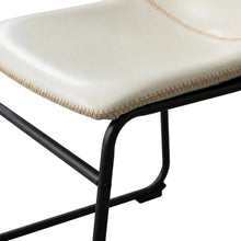 Vintage Faux Leather Upholstered Dining Chairs with Wood Legs, White, Set of 2