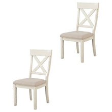 Wood Cross-Back Upholstered Dining Chairs, White, Set of 2