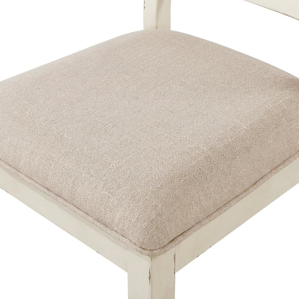 Wood Cross-Back Upholstered Dining Chairs, White, Set of 2