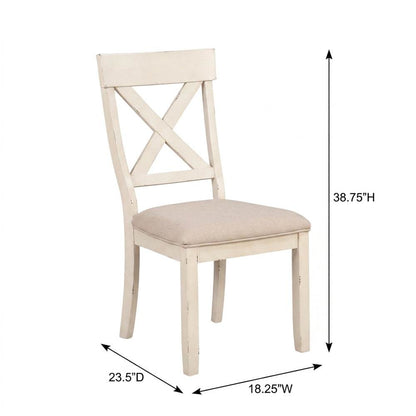 Wood Cross-Back Upholstered Dining Chairs, White, Set of 2