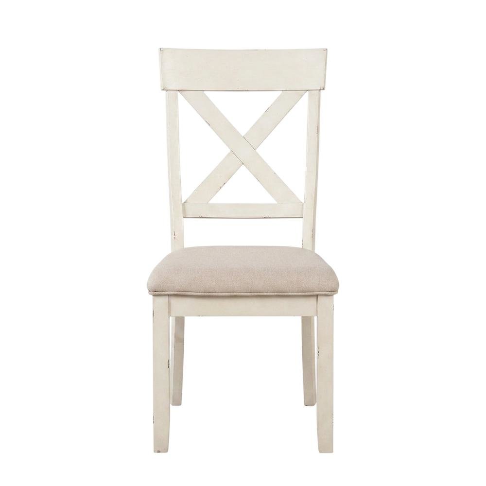 Wood Cross-Back Upholstered Dining Chairs, White, Set of 2