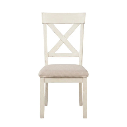 Wood Cross-Back Upholstered Dining Chairs, White, Set of 2