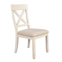 Wood Cross-Back Upholstered Dining Chairs, White, Set of 2