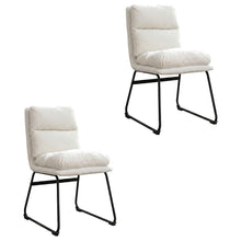 Faux Leather Upholstered Dining Chairs with Metal Frame, Vanilla, Set of 2