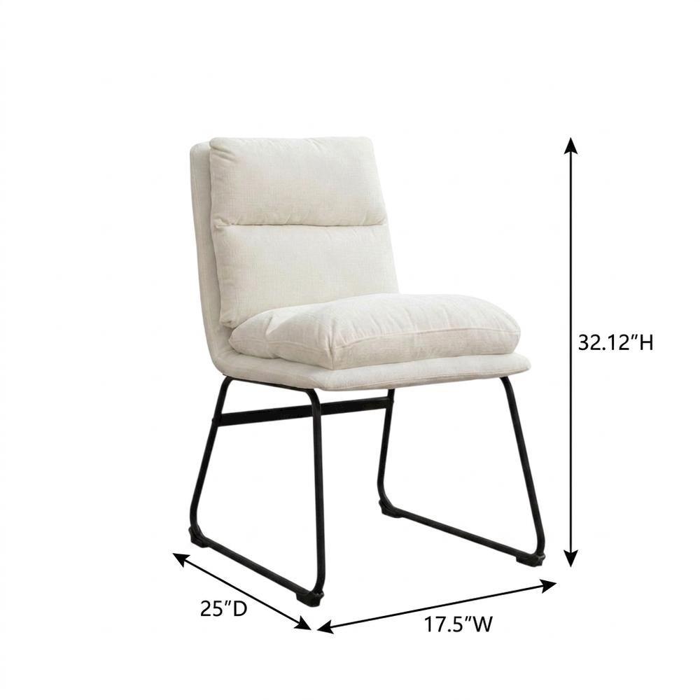 Faux Leather Upholstered Dining Chairs with Metal Frame, Vanilla, Set of 2