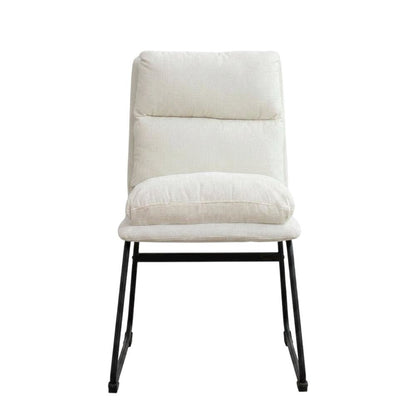 Faux Leather Upholstered Dining Chairs with Metal Frame, Vanilla, Set of 2