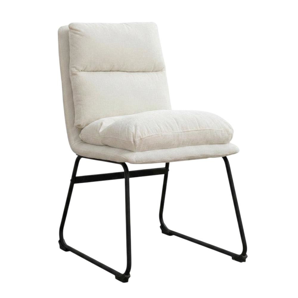 Faux Leather Upholstered Dining Chairs with Metal Frame, Vanilla, Set of 2