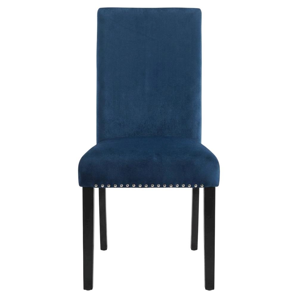 Velvet Dining Chairs with Nailhead Trim, Contemporary Style, Blue, Set of 2
