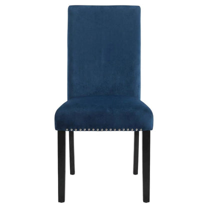 Velvet Dining Chairs with Nailhead Trim, Contemporary Style, Blue, Set of 2