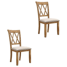 Fabric Upholstered Dining Chairs with Wood Legs, Brown, Set of 2