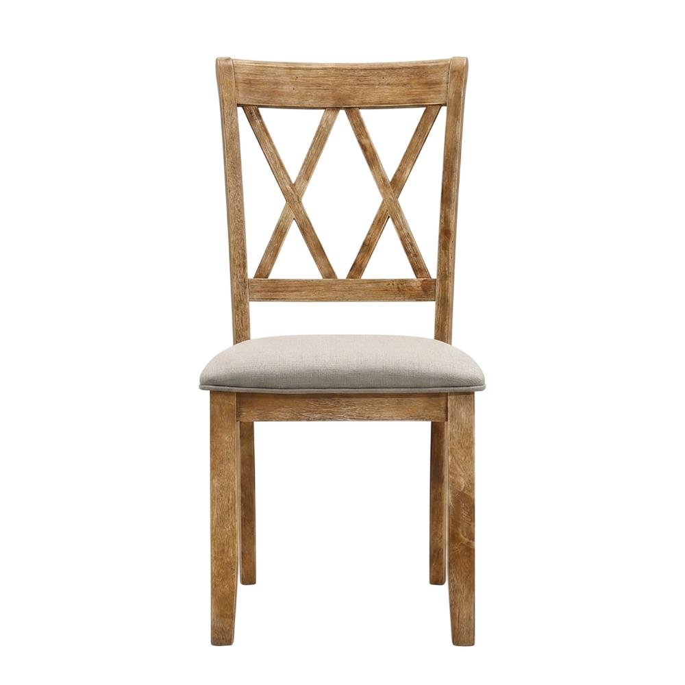 Fabric Upholstered Dining Chairs with Wood Legs, Brown, Set of 2