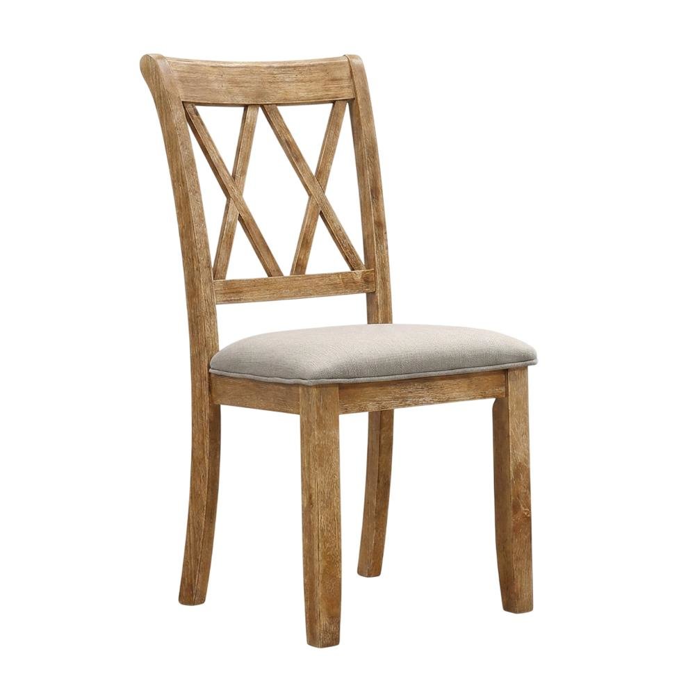 Fabric Upholstered Dining Chairs with Wood Legs, Brown, Set of 2