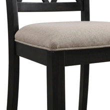 Fabric Upholstered Dining Chairs with Wood Legs, Black, Set of 2