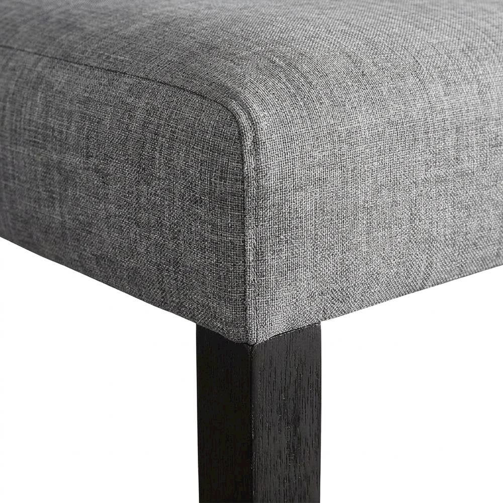 Solid Wood Upholstered Button-Tufted Parsons Dining Chairs, Grey, Set of 2
