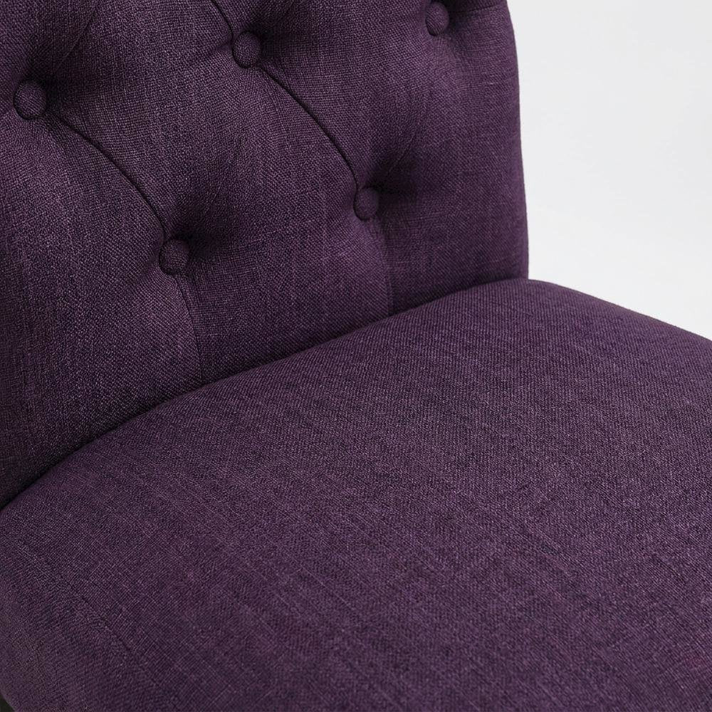 Solid Wood Upholstered Button-Tufted Parsons Dining Chairs, Purple, Set of 2