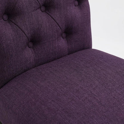 Solid Wood Upholstered Button-Tufted Parsons Dining Chairs, Purple, Set of 2