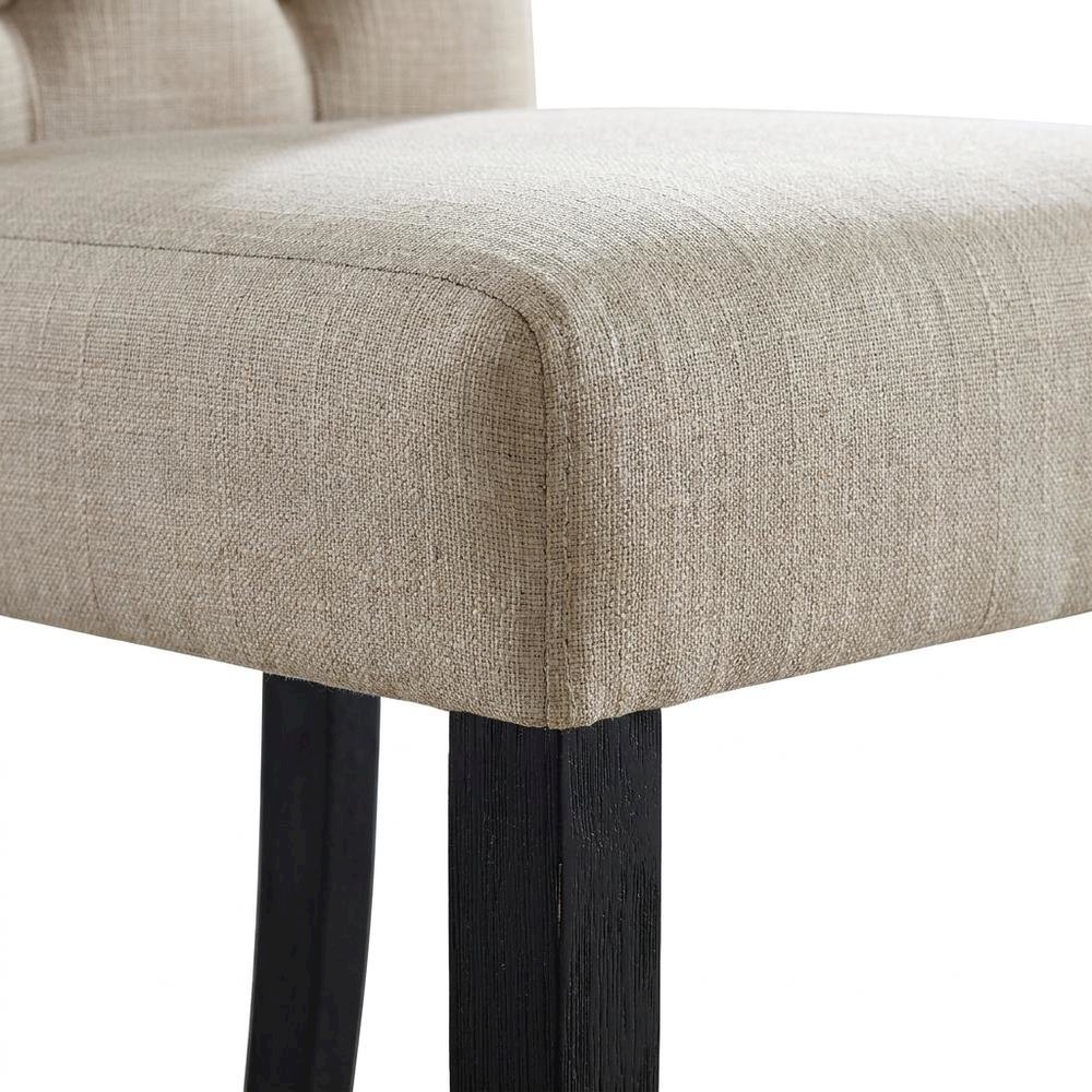 Solid Wood Upholstered Button-Tufted Parsons Dining Chairs, Tan, Set of 2