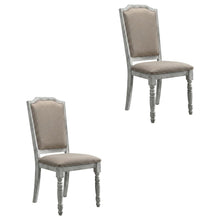 Upholstered Farmhouse Wood Dining Chair with Turned Legs, Beige, Set of 2