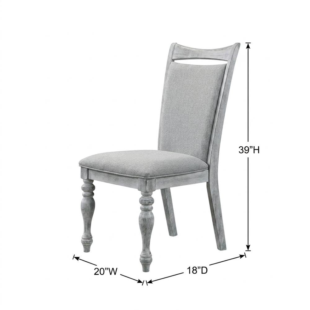 Upholstered Turned-Leg Dining Chairs, White, Set of 2
