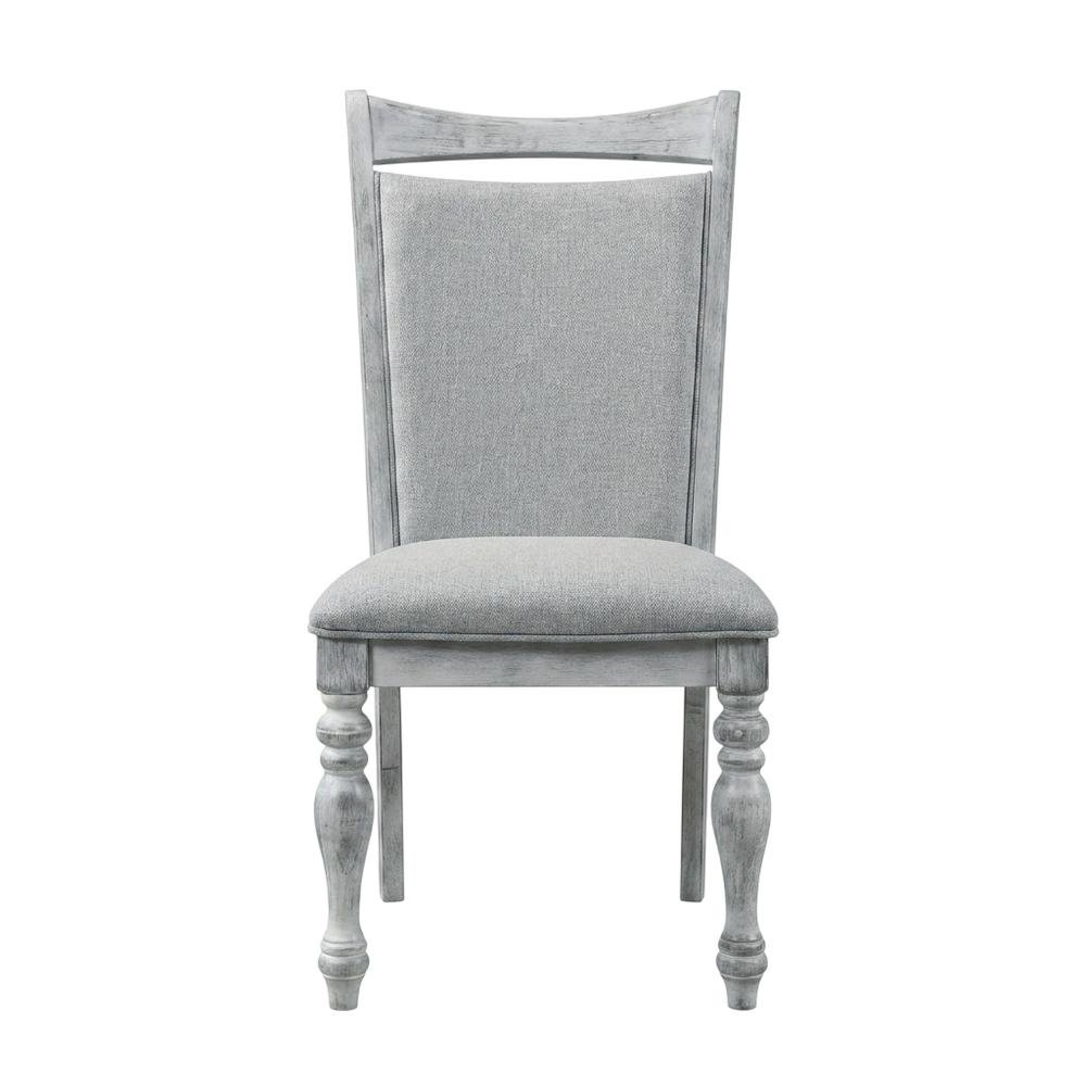 Upholstered Turned-Leg Dining Chairs, White, Set of 2