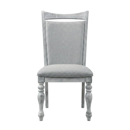 Upholstered Turned-Leg Dining Chairs, White, Set of 2