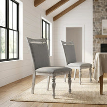 Upholstered Turned-Leg Dining Chairs, White, Set of 2