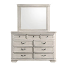 Maderne Wood 7-Drawer Dresser with Mirror, Antique White Finish