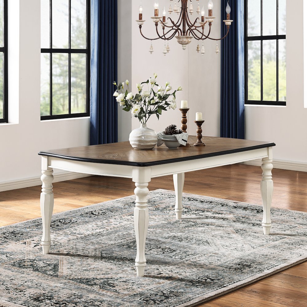 Belleza French Country 7-PC Dining Set in Antique White and Weathered Oak Finish