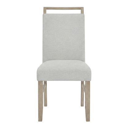 Upholstered Dining Chair with Rubberwood Legs and Plywood Frame, Gray, Set of 2