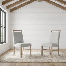 Upholstered Dining Chair with Rubberwood Legs and Plywood Frame, Gray, Set of 2