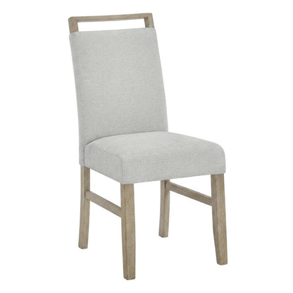 Upholstered Dining Chair with Rubberwood Legs and Plywood Frame, Gray, Set of 2