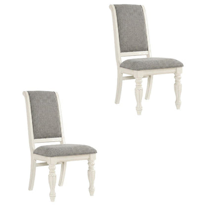 Solid Wood Upholstered Dining Chairs, White, Set of 2