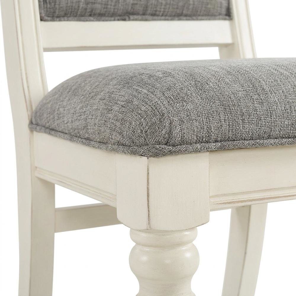 Solid Wood Upholstered Dining Chairs, White, Set of 2