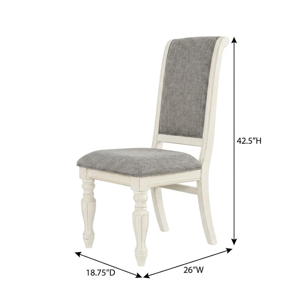 Solid Wood Upholstered Dining Chairs, White, Set of 2