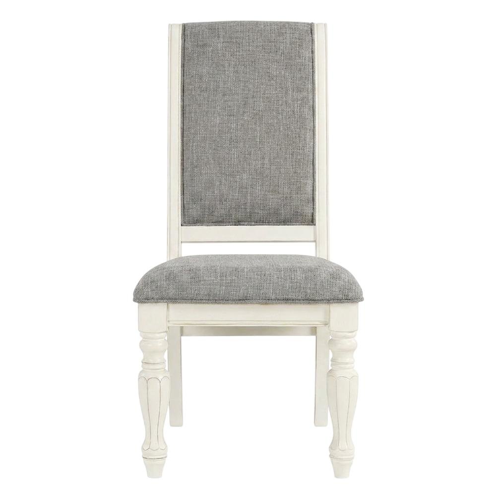 Solid Wood Upholstered Dining Chairs, White, Set of 2