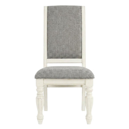 Solid Wood Upholstered Dining Chairs, White, Set of 2