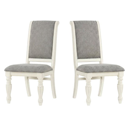 Solid Wood Upholstered Dining Chairs, White, Set of 2