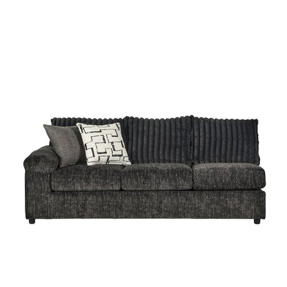 Nason Wide Wale Corduroy Sofa Chaise with Armchair and Ottoman, Charcoal
