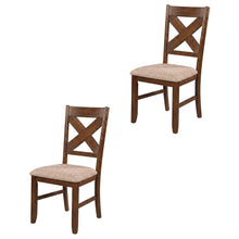 Solid Wood Upholstered Dining Chairs, Brown, Set of 2