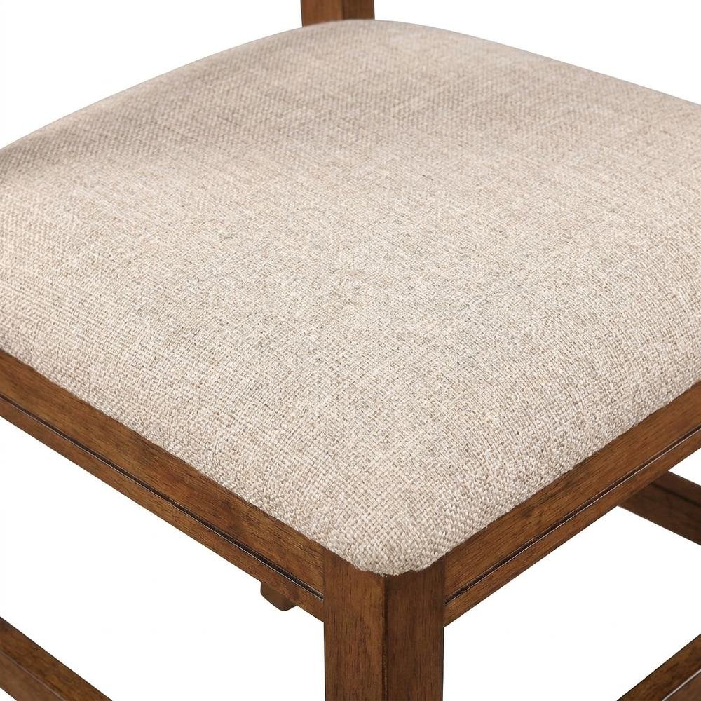 Solid Wood Upholstered Dining Chairs, Brown, Set of 2